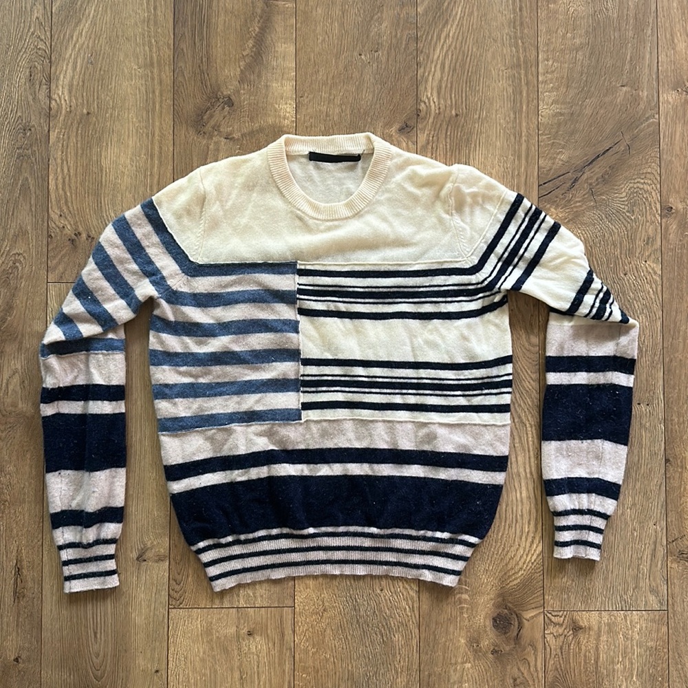 FINAL- Jenni Kayne Cashmere Striped Crew Neck Sweater Small